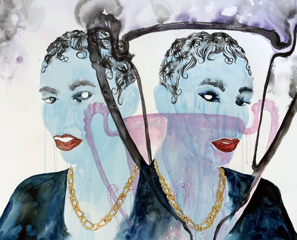 This image illustrates a link to the exhibition titled Kambui Olujimi: All I Got To Give