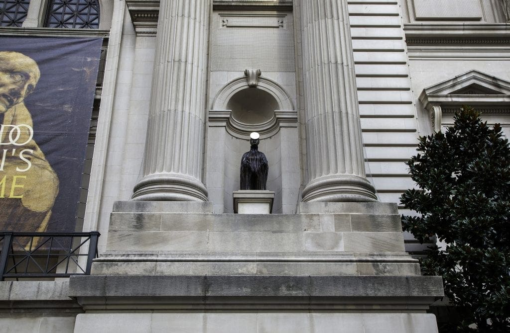 Installation view of The Seated IV, 2019 for The Facade Commission: Wangechi Mutu, The NewOnes, will free Us, 2019.