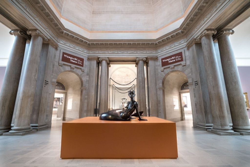 Installation view from Wangechi Mutu: I Am Speaking, Are You Listening?, Legion of Honor, San Francisco, 2021.