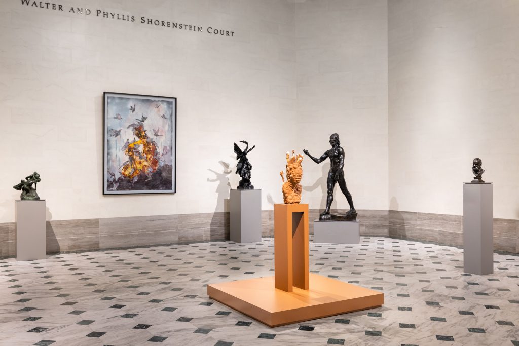 Installation of "Wangechi Mutu: I am Speaking, Are You Listening" at the Legion of Honor museum in San Francisco, 2021.