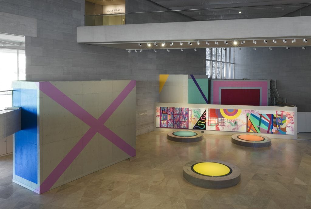 Installation view, Sarah Cain: My favorite season is the fall of the patriarchy