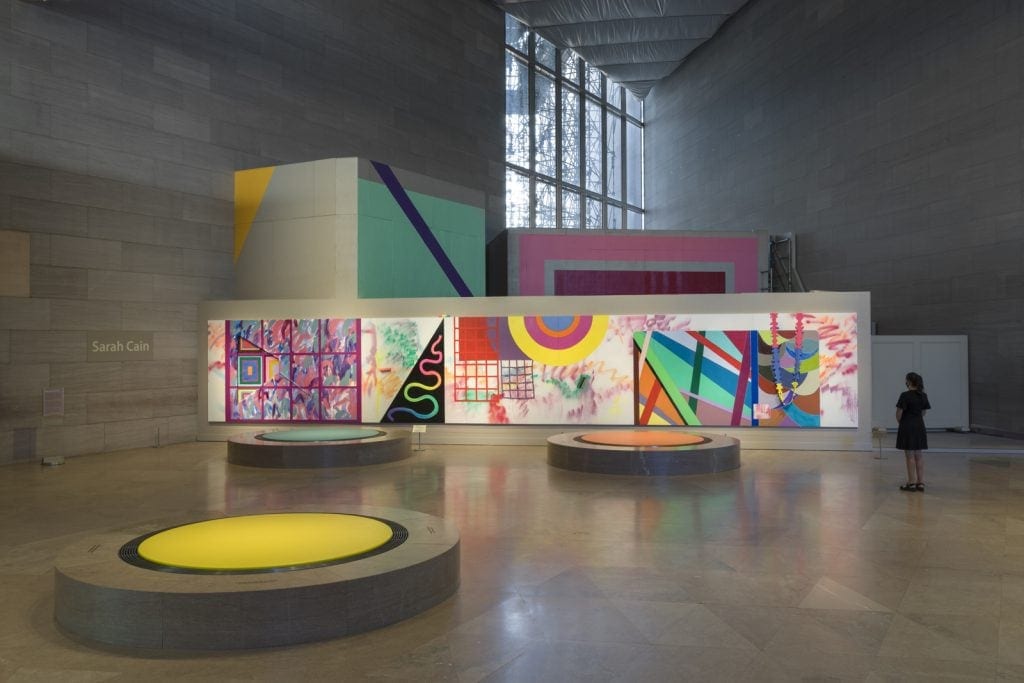 Installation view, Sarah Cain: My favorite season is the fall of the patriarchy