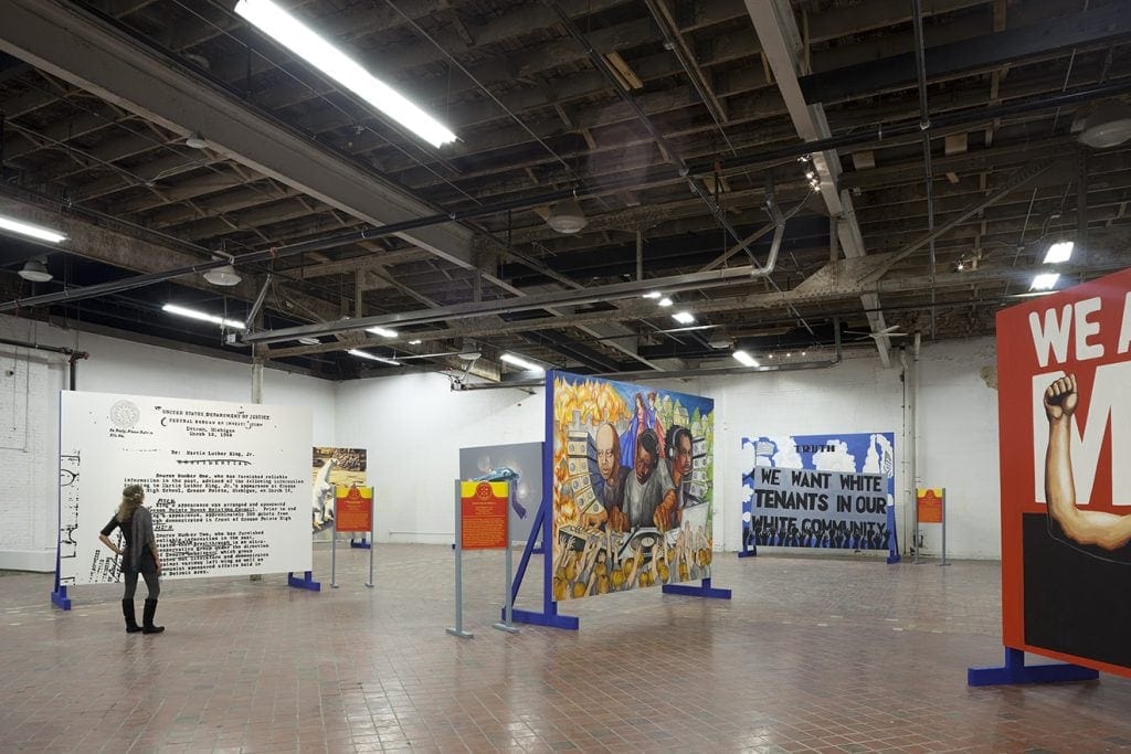 Andrea Bowers, The Past is Present, 2013, Installation view, Museum of Contemporary Art Detroit Photo credit: Corine Vermeulen, courtesy of MOCAD