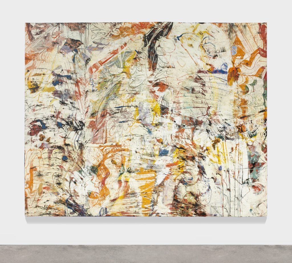 Angel Otero, Ballad for a Bella Donna, 2016, Oil paint and fabric collaged on canvas, 72 " H x 96" W x 2.50" D (182.88 cm H x 243.84 cm W x 6.35 cm D), Photo cred: Robert Wedemeyer