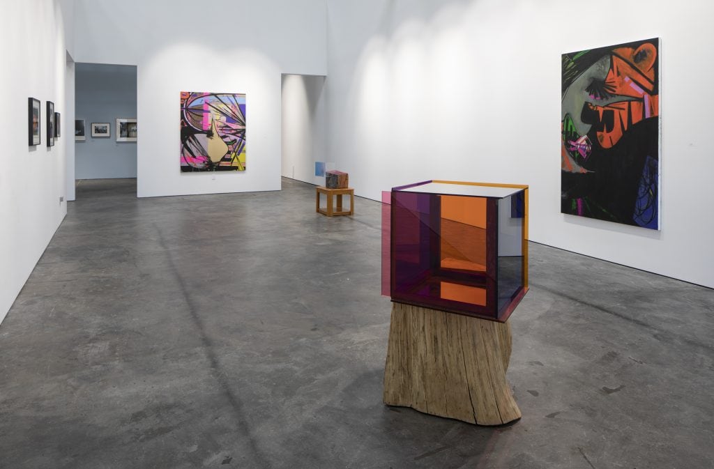 Ellen Berkenblit Installation view, "True Blue Mirror: Ellen Berkenblit and Sarah Braman" (February 8 – May 4, 2019), McEvoy Foundation for the Arts, San Francisco, CA Photo: Henrik Kam