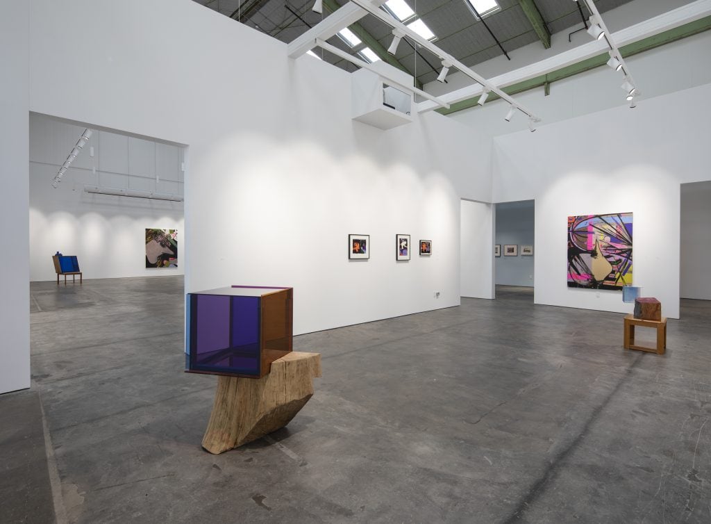 Ellen Berkenblit Installation view, "True Blue Mirror: Ellen Berkenblit and Sarah Braman" (February 8 – May 4, 2019), McEvoy Foundation for the Arts, San Francisco, CA Photo: Henrik Kam