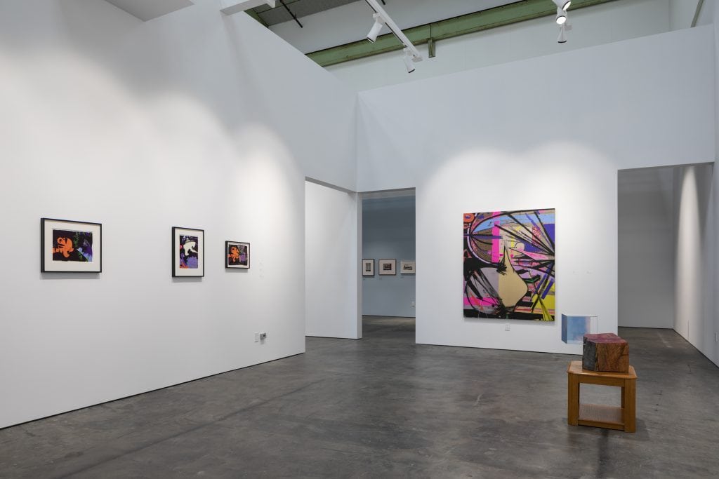 Ellen Berkenblit Installation view, "True Blue Mirror: Ellen Berkenblit and Sarah Braman" (February 8 – May 4, 2019), McEvoy Foundation for the Arts, San Francisco, CA Photo: Henrik Kam