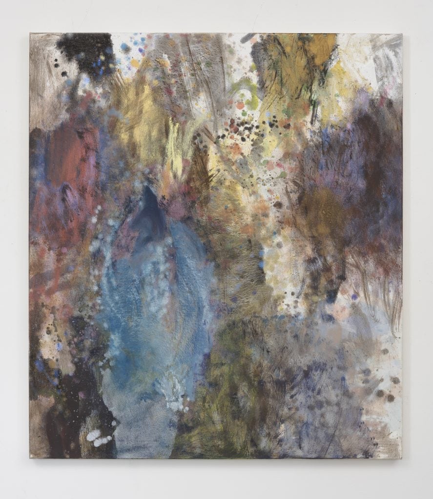 Caitlin Lonegan, Untitled (scattered light, Part of P.O.V., 2015-2018), 2016, Oil, metallic oil, iridescent oil on canvas, 48 x 42 x 1.5" [HxWxD], Photo credit: Robert Wedemeyer