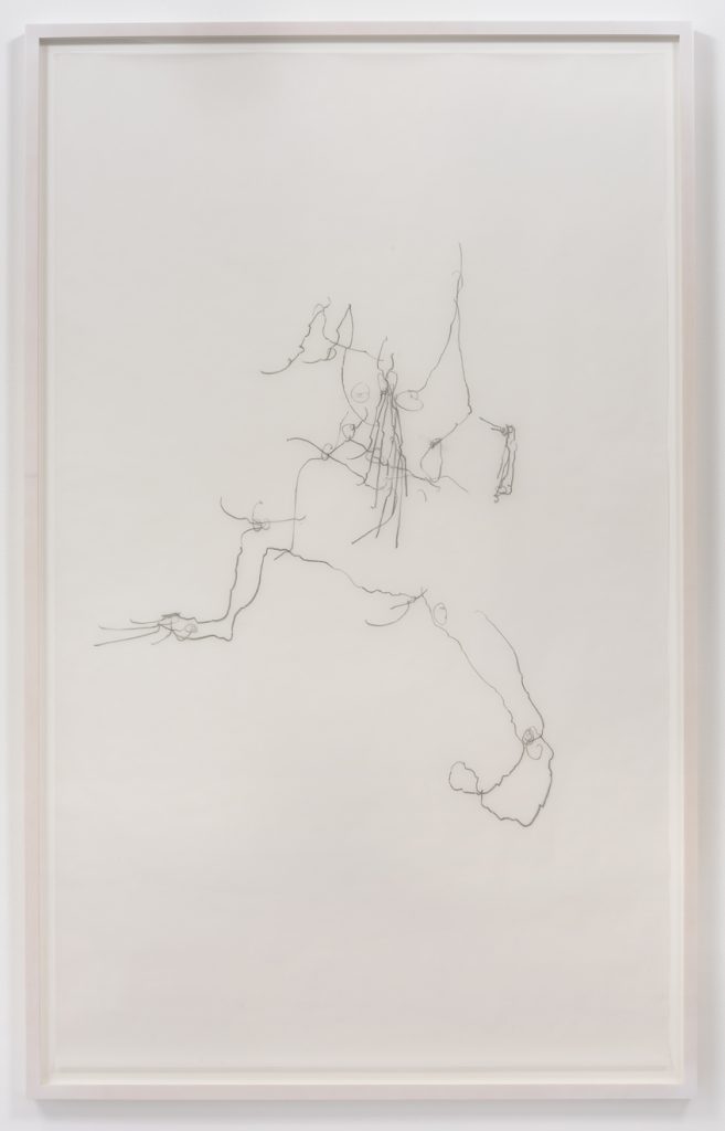 Chloe Piene, Valk. 01, 2015, Charcoal on vellum, 72" H x 43" W (182.9 cm H x 109.2 cm W) paper size, 76" H x 47" W x 2" D (193.04 cm H x 119.38 cm W x 5.08 cm D) framed, Photo cred: Robert Wedemeyer