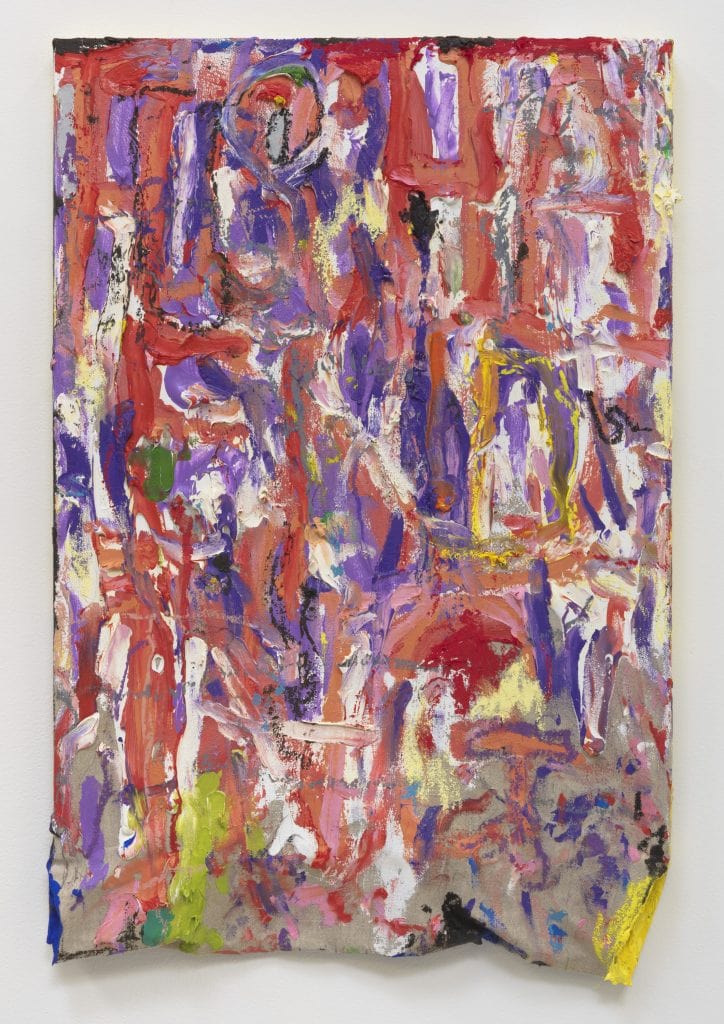Pope.L, AKA Fuschia Ending, 2015, Oil on linen, 27" H x 18" W