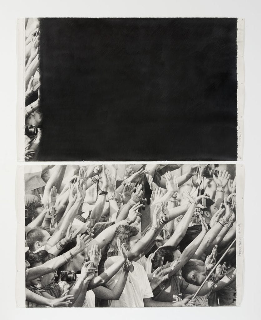 Karl Haendel, Amend (Part 1 & 2), 2016, Pencil on paper, 66.50" H x 45" W (168.91cm H x 114.30cm W), Photo credit: Robert Wedemeyer