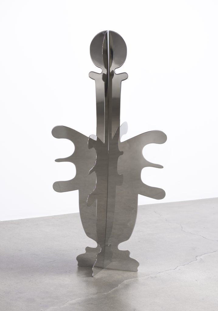 Shana Lutker, Woman of Paris, 1:03:41, 2017, Stainless steel, 48 x 24 x 24" [HxWxD], Photo credit: Robert Wedemeyer
