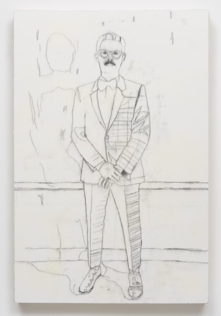 Raffi Kalenderian, Thomas Standing, 2016, Oil, graphite, cold wax on canvas, 36.50" H x 24.50" W (92.71 cm H x 62.23 cm W), Photo cred: Robert Wedemeyer