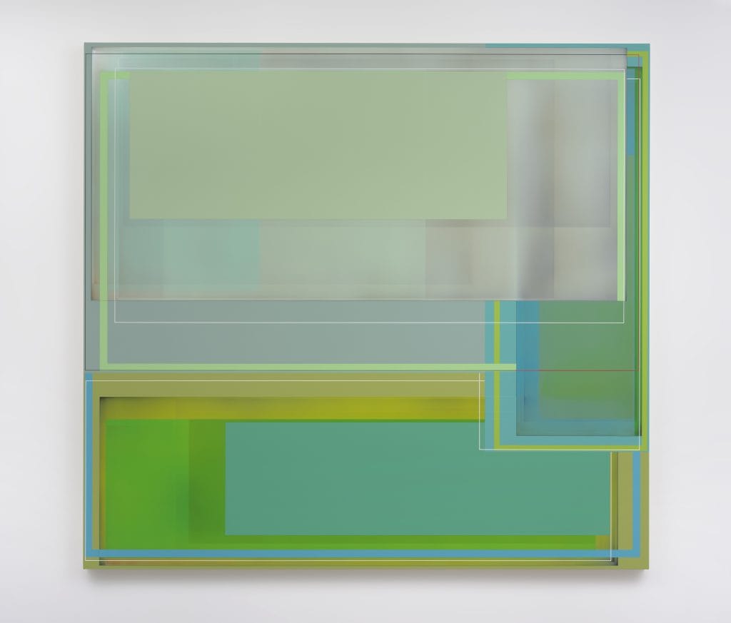 Patrick Wilson, On the Patio, 2017, Acrylic on canvas, 67 x 72" [HxW], Photo credit: Robert Wedemeyer