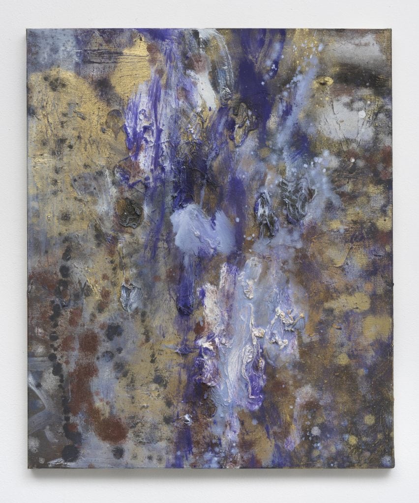 Caitlin Lonegan, Untitled (Part of P.O.V., 2015-2018), 2015, Oil, metallic oil, iridescent oil on canvas, 24 x 20 x 0.75" [HxWxD], Photo credit: Robert Wedemeyer
