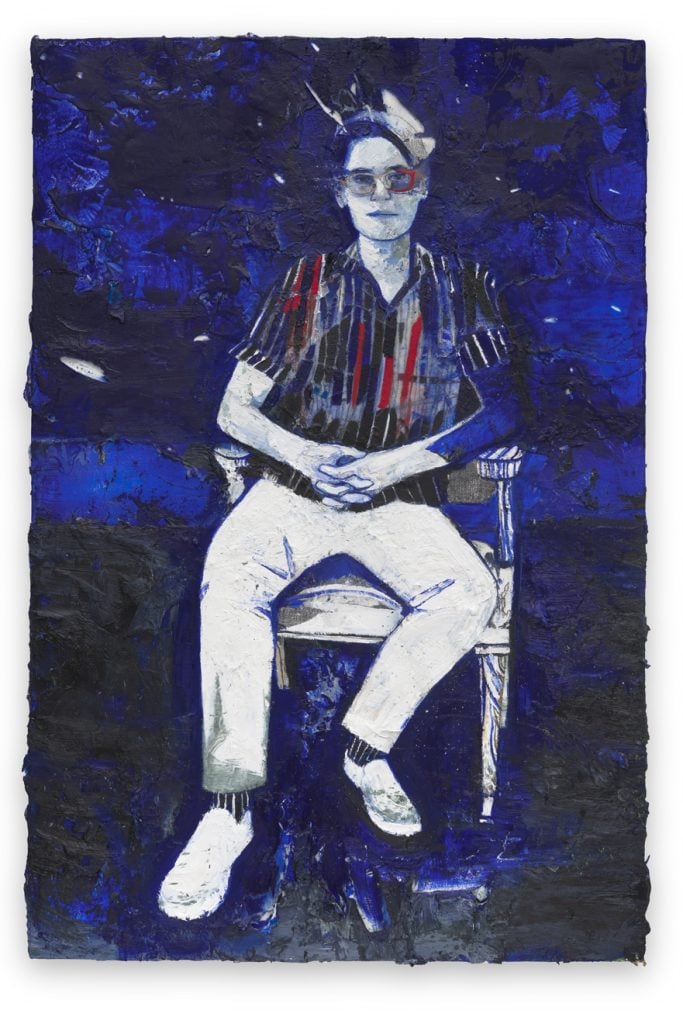 Raffi Kalenderian, Patrick, 2016, Oil, graphite, wax on canvas, 36" H x 24" W (91.44 cm H x 60.96 cm W), Photo cred: Robert Wedemeyer