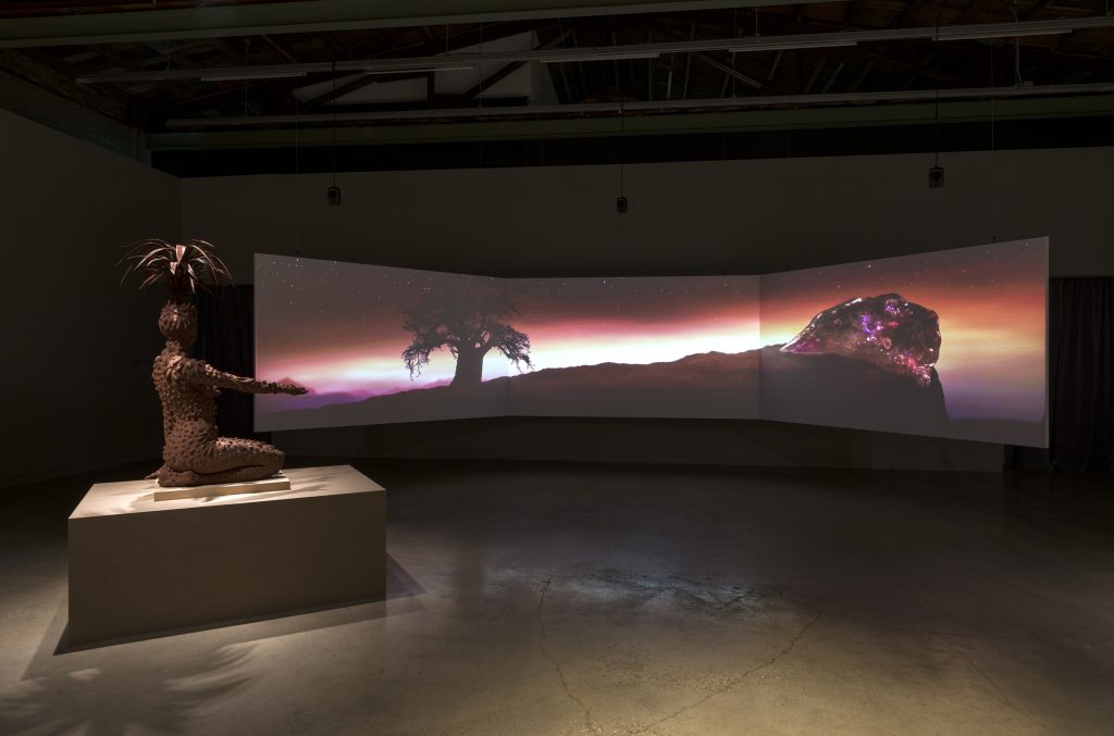 Wangechi Mutu Installation view, "Wangechi Mutu," The Contemporary Austin – Jones Center on Congress Avenue, Austin, Texas, 2017 Artwork © Wangechi Mutu Courtesy the artist and Gladstone Gallery, New York and Brussels Image courtesy The Contemporary Austin. Photograph by Colin Doyle