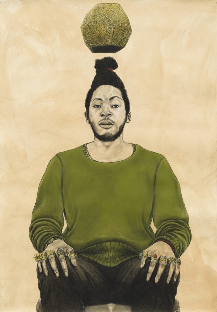 This image illustrates a link to the exhibition titled Opening: Robert Pruitt — Goodnight Prometheus