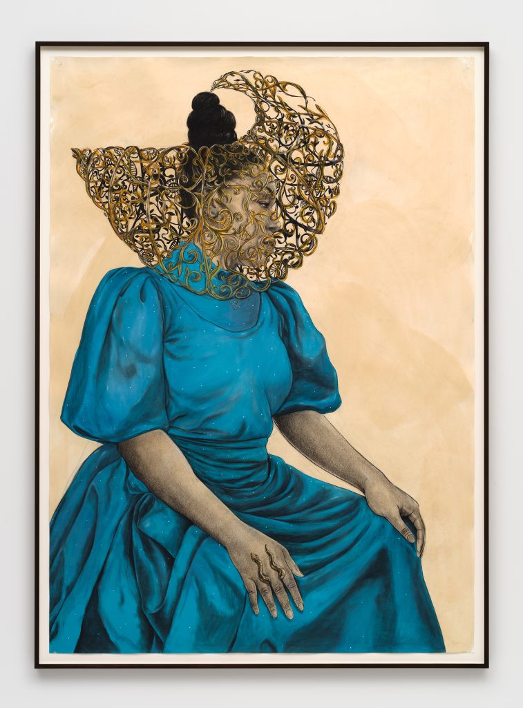 Robert Pruitt “Seated Woman with Quantum Headdress,” 2023