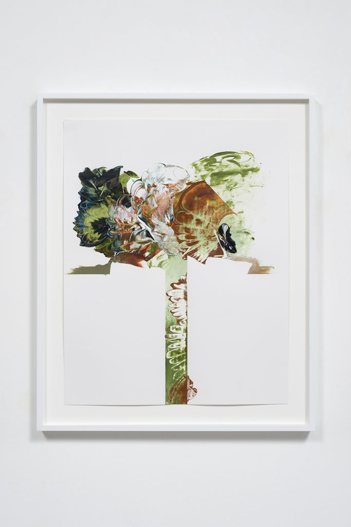 Elizabeth Neel, Non-Native or Alien, Acrylic on paper, 24" H x 19" W (60.96cm H x 48.26cm W) paper size, 28.75" H x 23.50" W (73.03cm H x 59.69cm W) framed, Photo credit: Jeff McLane