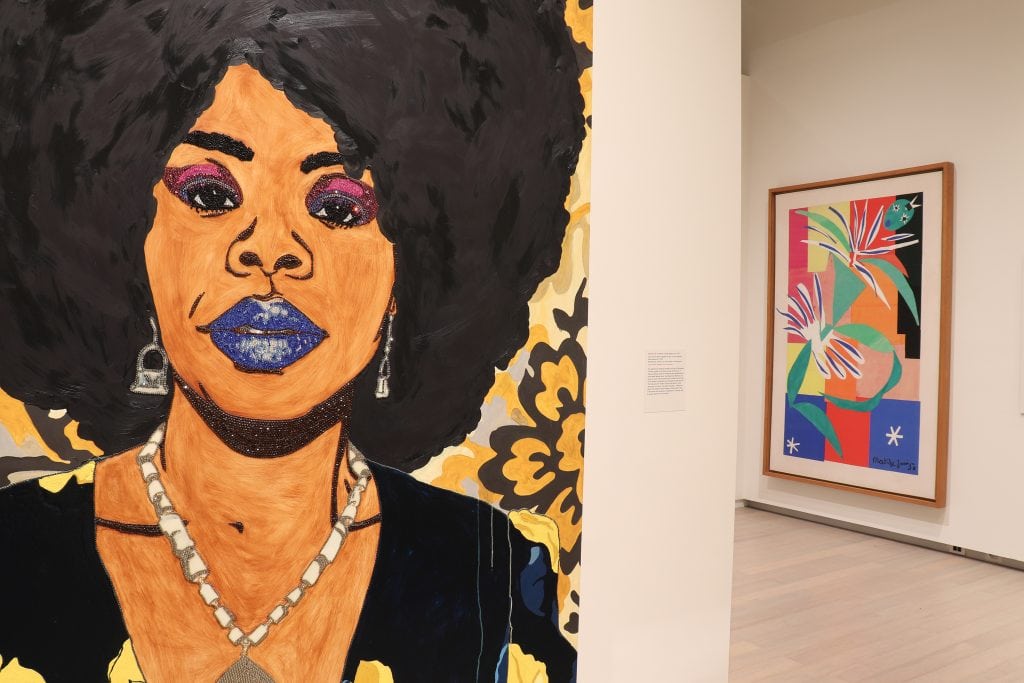 Mickalene Thomas Installation view, "Posing Modernity: The Black Model from Manet and Matisse to Today," Wallach Art Gallery at Columbia University (October 24, 2018–February 10, 2019)