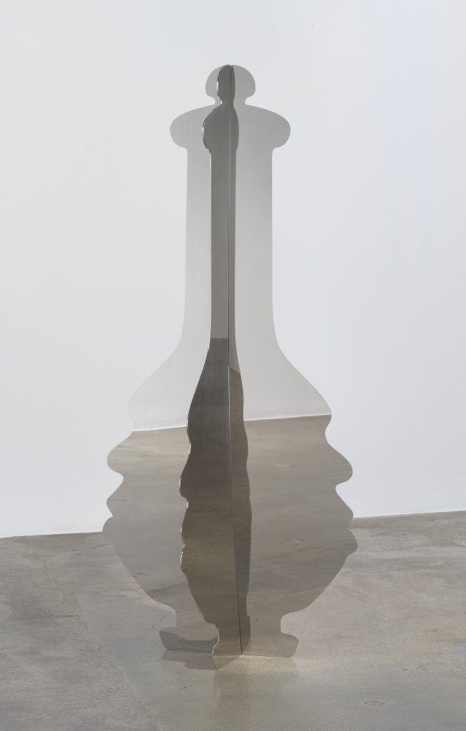 Shana Lutker, Woman of Paris, 1:15:40, 2017, Stainless steel, 66 x 29.5 x 29.5" [HxWxD], Photo credit: Robert Wedemeyer