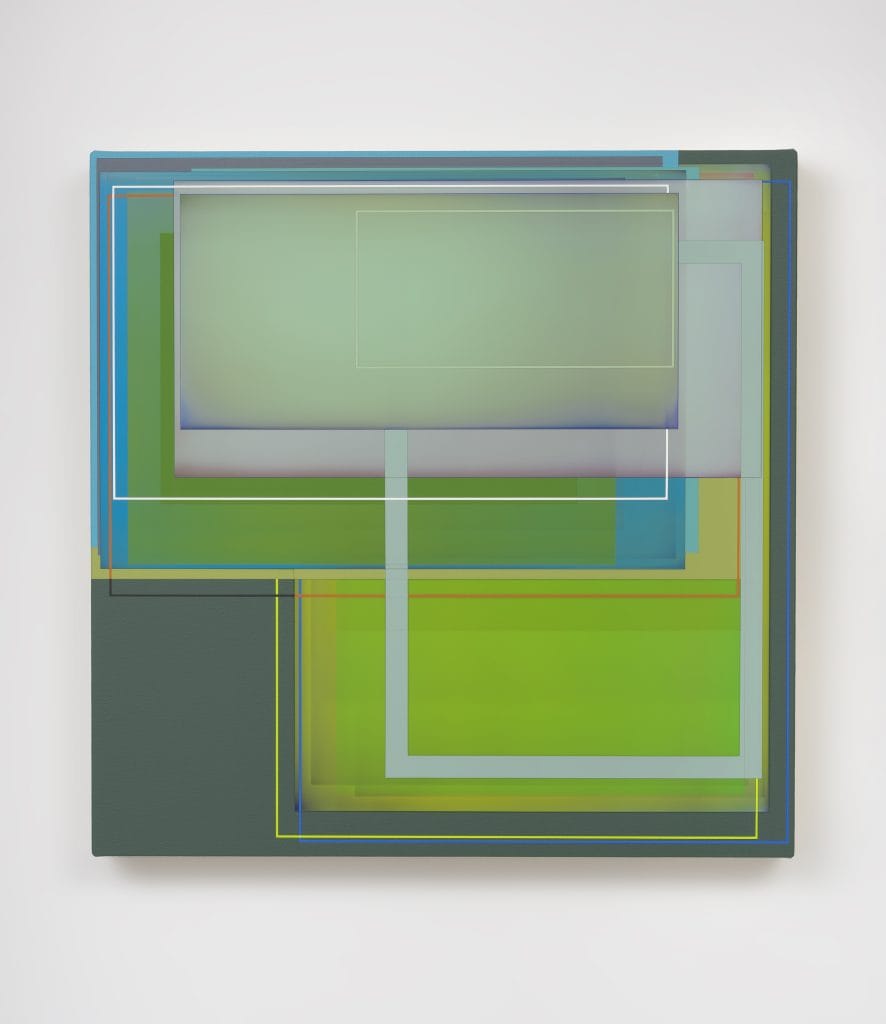 Patrick Wilson, Pull, 2017, Acrylic on canvas, 22 x 22" [HxW], Photo credit: Robert Wedemeyer