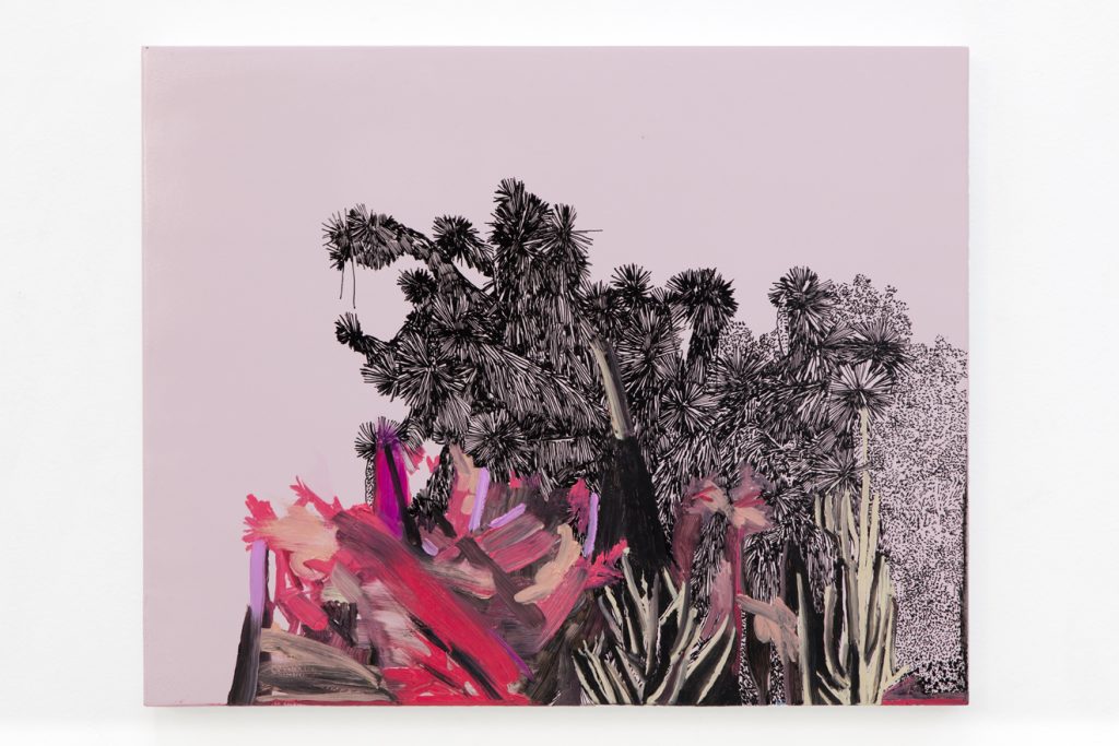 Whitney Bedford, Warm Air/Stands Still, 2015, Ink and oil on panel, 16" H x 20" W, Photo cred: Evan Bedford