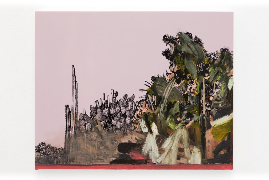 Whitney Bedford, Forever August, 2015, Ink and oil on panel, 16" H x 20"W, Photo cred: Evan Bedford