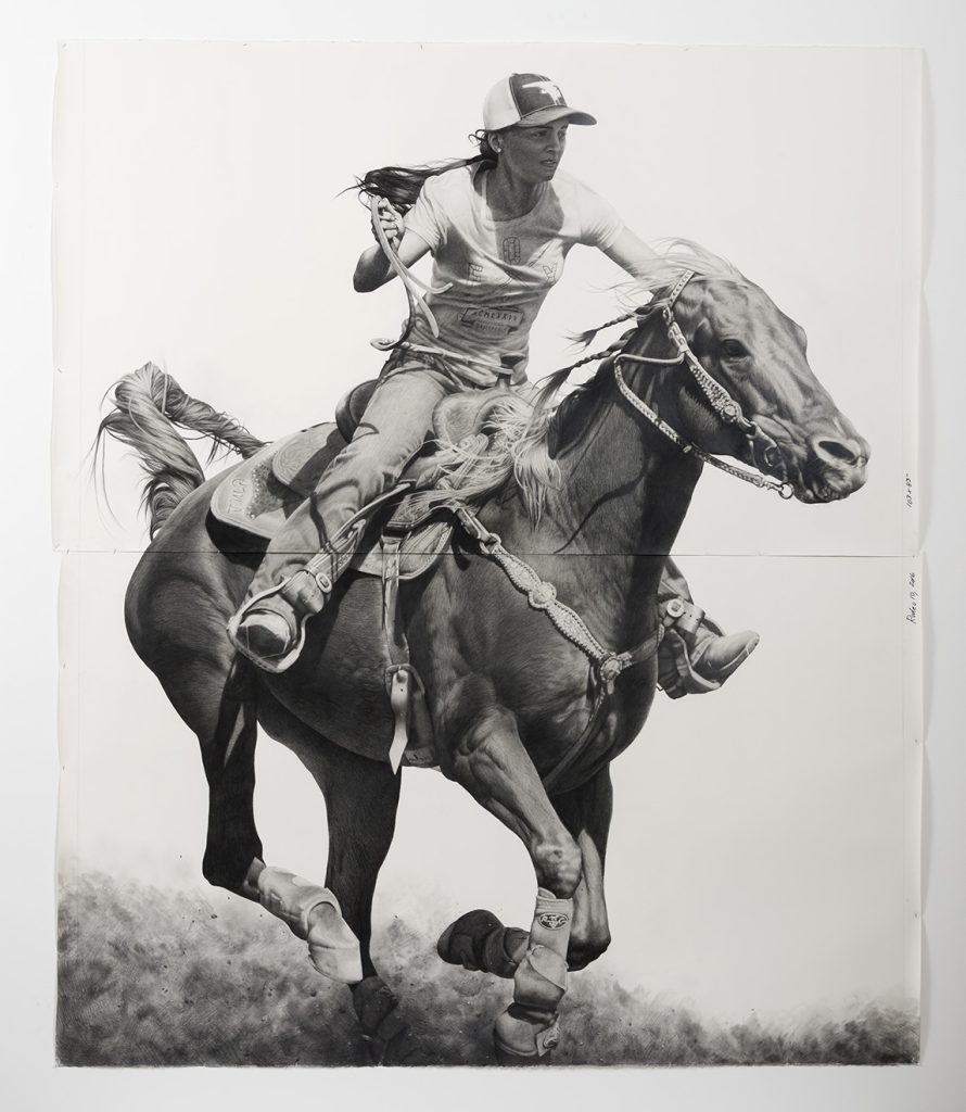 Karl Haendel, Rodeo 10, 2016, Pencil and graphite powder on paper, 103" H x 83" W (261.62cm H x 210.82cm W), Photo credit: Jeff McLane
