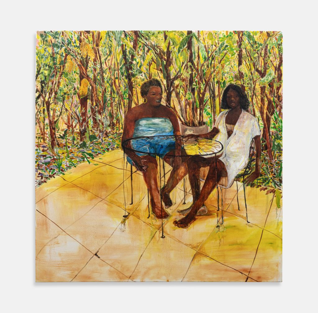 This image depicts an artwork by Jared McGriff titled "We Was Poolside Somewhere." This artwork was created in 2023 and measures 61" x 60 ¹⁄₂" [HxW] (154.94 x 153.67 cm). Its medium is Oil on canvas.