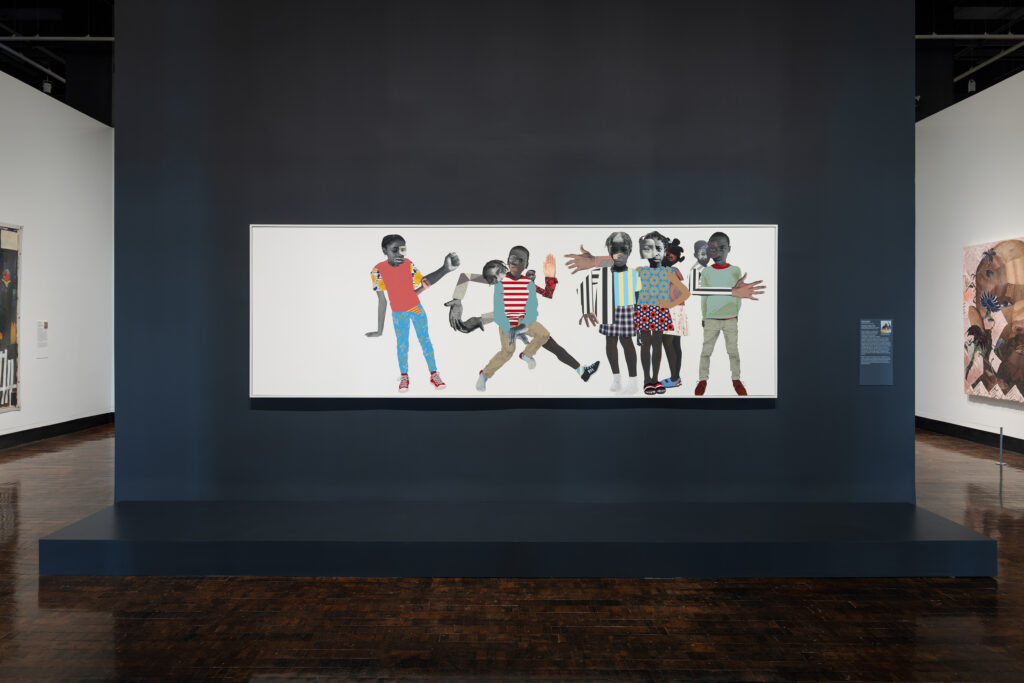 This image illustrates a link to the exhibition titled Deborah Roberts, Genevieve Gaignard, and Wangechi Mutu in Artforum