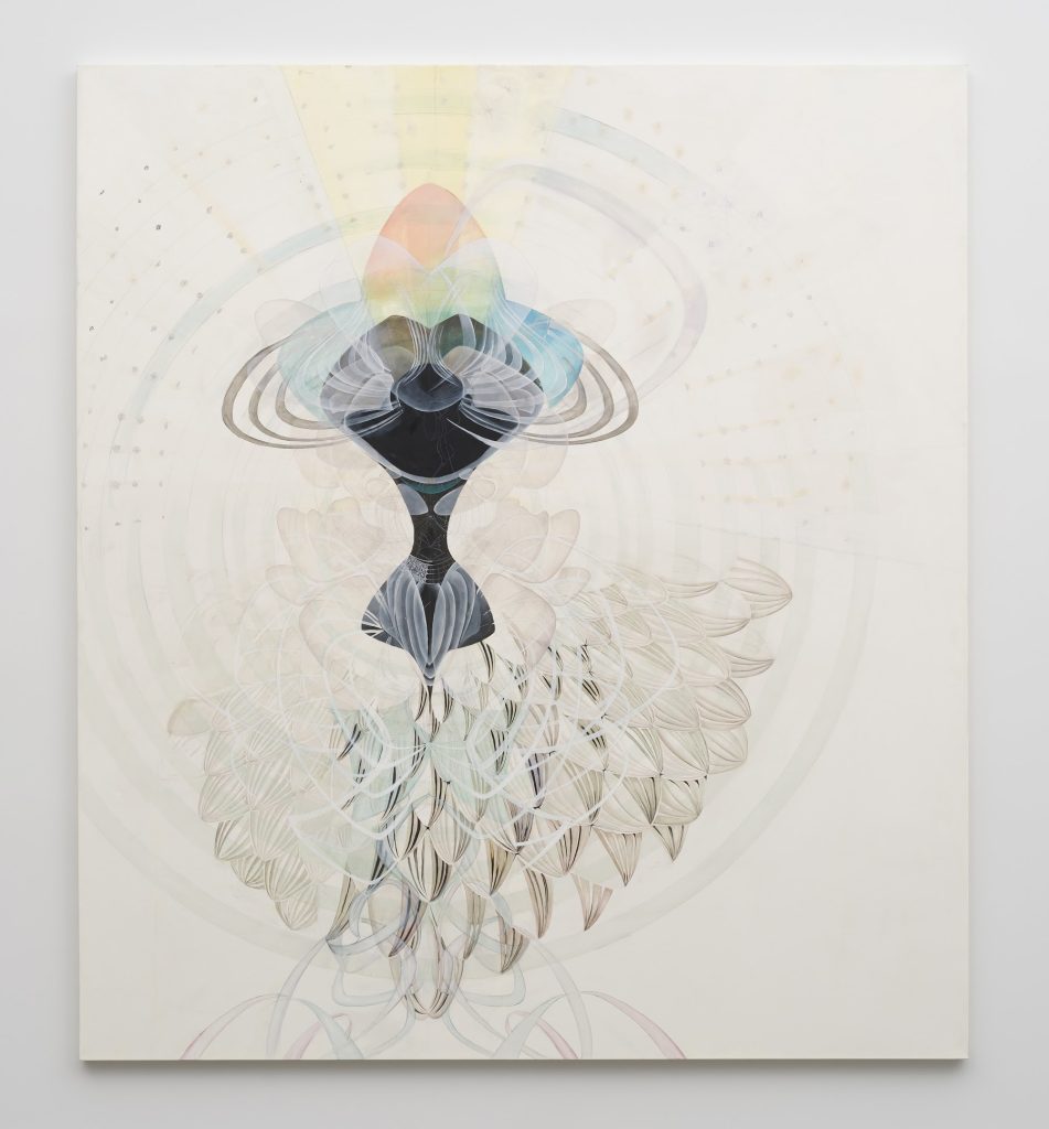 This image depicts an artwork by Amy Myers titled "Processualism Engendered." This artwork was created in 2023 and measures 94" x 84" [HxW] (238.76 x 213.36 cm). Its medium is Oil on linen.