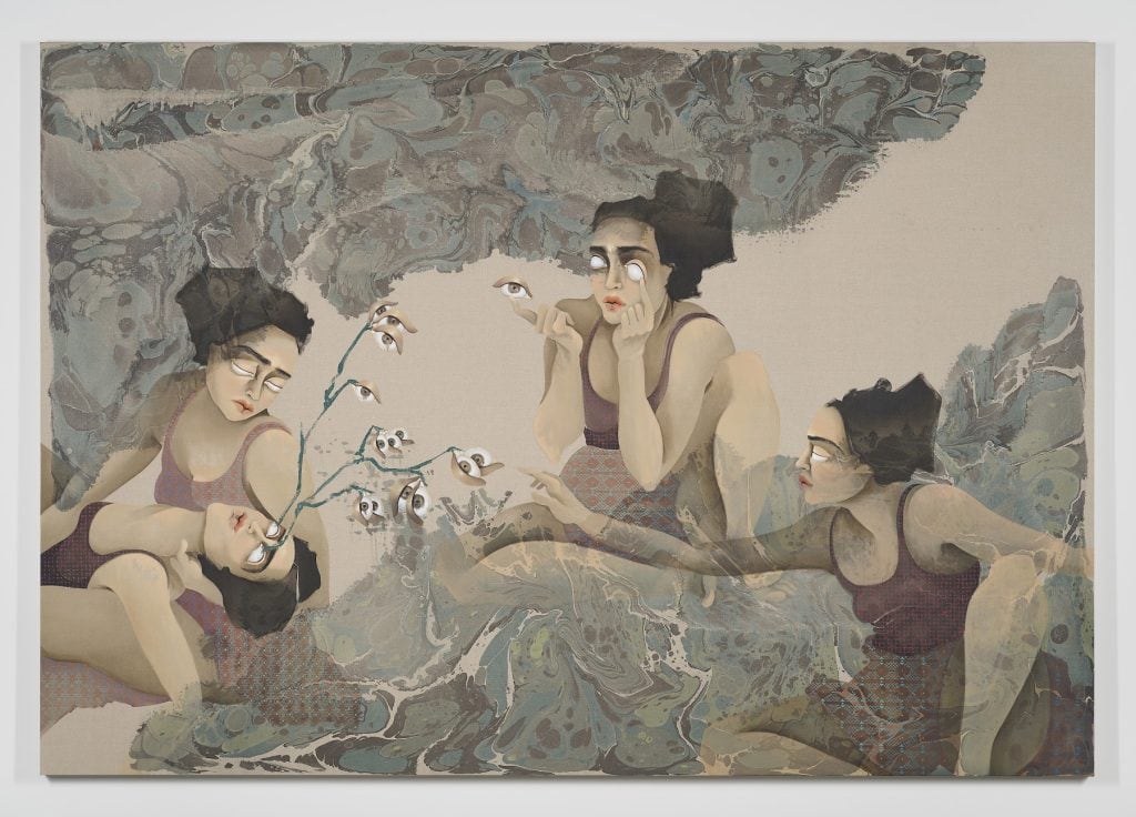 This image illustrates a divnk to the exhibition titled Hayv Kahraman