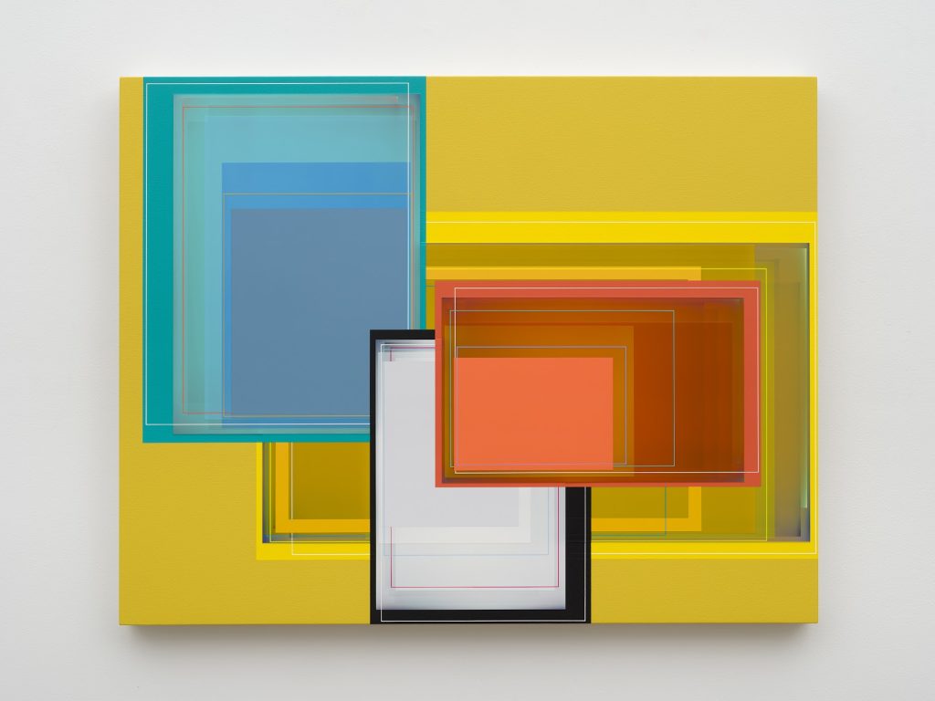This image depicts an artwork by Patrick Wilson titled "Counting Backwards." This artwork was created in 2024 and measures 29" x 37" [HxW] (73.66 x 93.98 cm). Its medium is Acrylic on canvas.