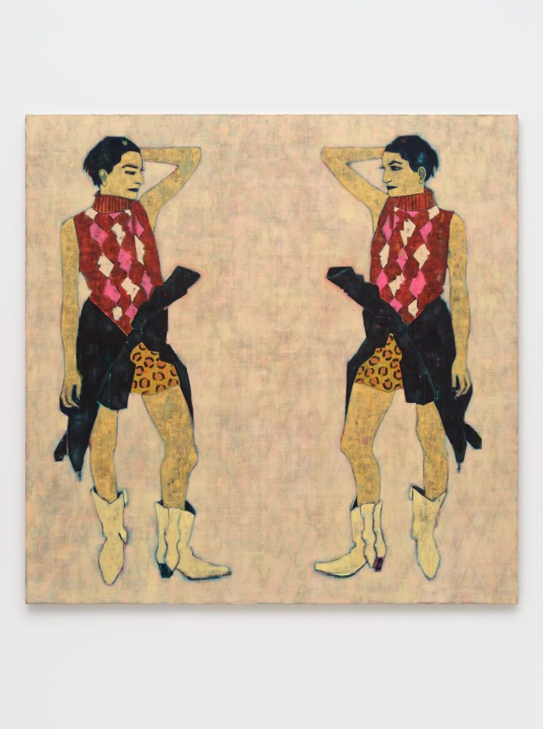 This image depicts an artwork by Sara Berman titled "Cowgirls." This artwork was created in 2022 and measures 78 ³⁄₄" x 78 ³⁄₄" [HxW] (200.03 x 200.03 cm). Its medium is Oil on linen.