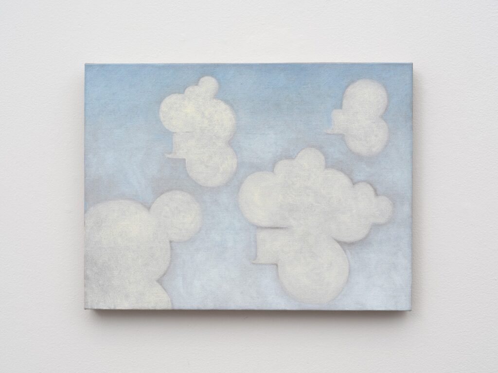 This image depicts an artwork by Math Bass titled "Clouds." This artwork was created in 2024 and measures 12" x 16" [HxW] (30.48 x 40.64 cm). Its medium is Oil on linen.