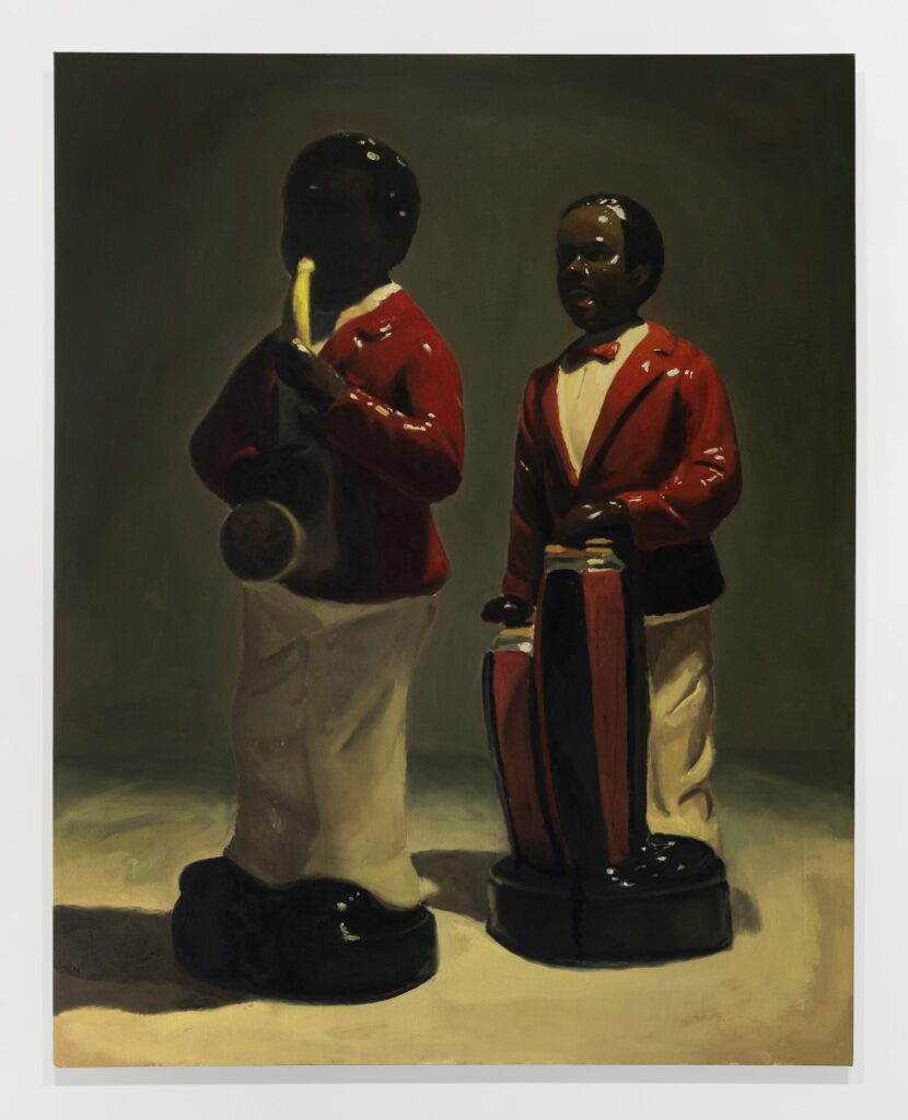 This image depicts an artwork by Reginald O'Neal titled "Sax and Drummer." This artwork was created in 2024 and measures 60" x 48" [HxW] (152.4 x 121.92 cm). Its medium is Oil on linen.