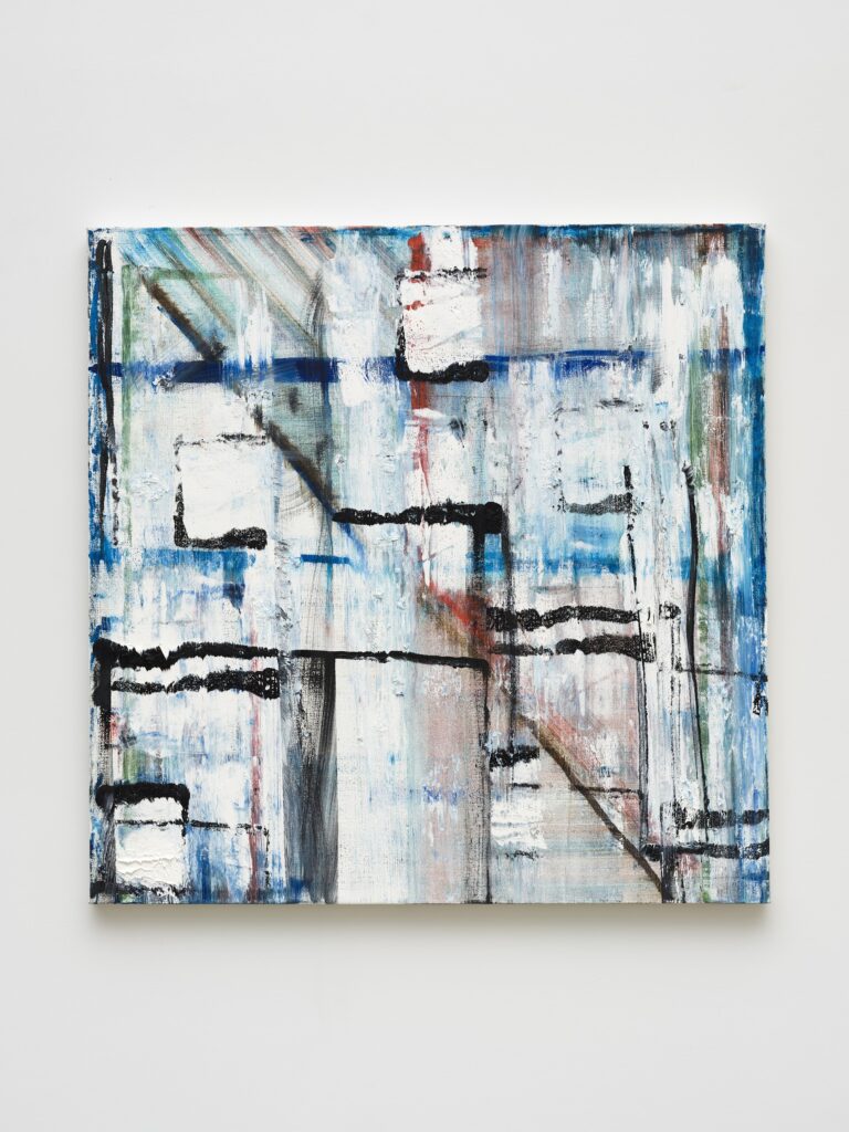 This image depicts an artwork by Louise Fishman titled "SUBLUNARY." This artwork was created in 2020 and measures 40" x 40" [HxW] (101.6 x 101.6 cm). Its medium is Oil on linen.