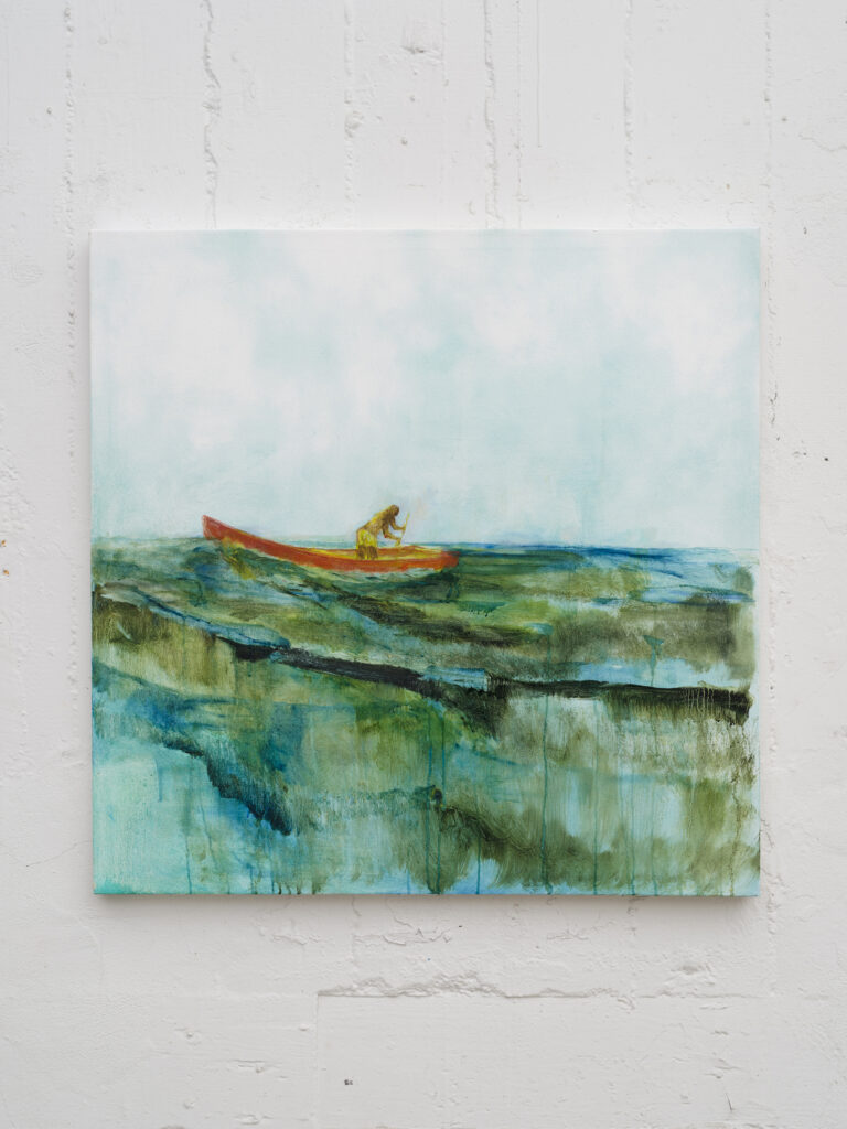 This image depicts an artwork by Jared McGriff titled "volition vs volatility." This artwork was created in 2025 and measures 36" x 36" [HxW] (91.44 x 91.44 cm). Its medium is Oil on canvas.