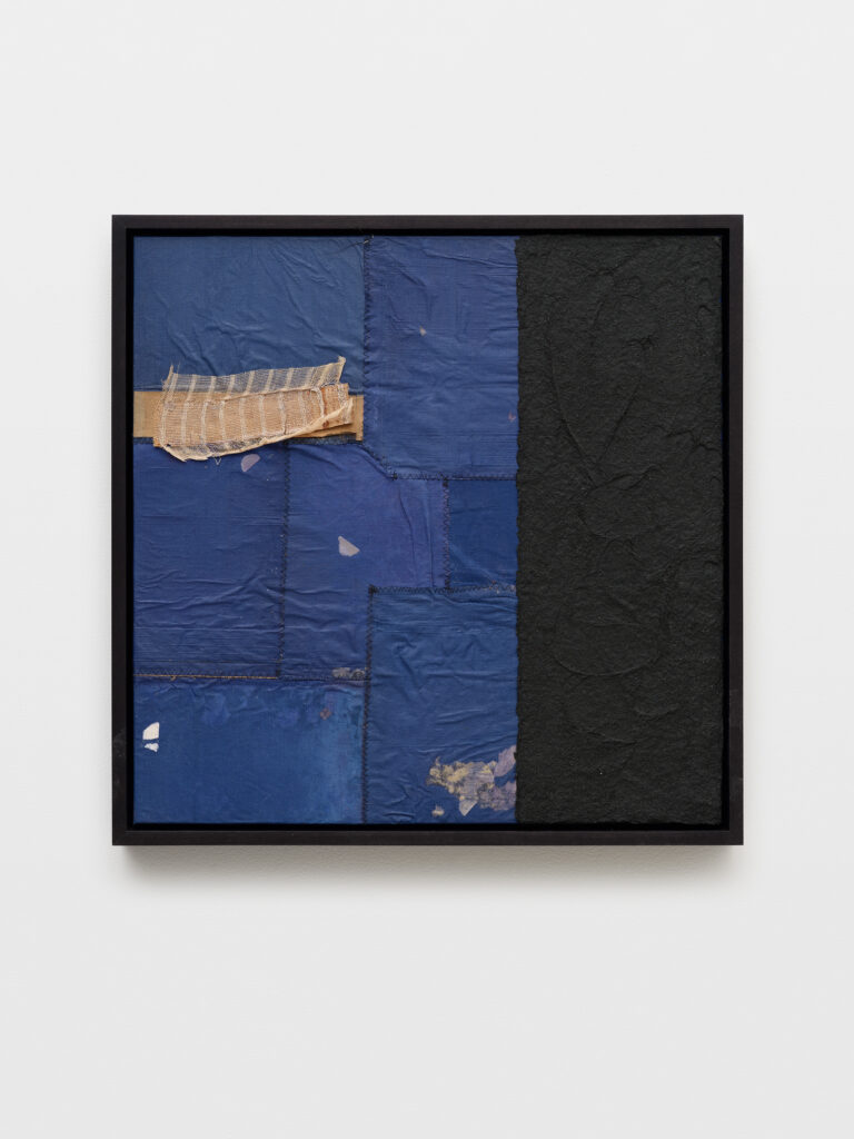 This image depicts an artwork by Samuel Levi Jones titled "High Power." This artwork was created in 2025 and measures 20" x 20" [HxW] (50.8 x 50.8 cm)21 ¹⁄₂" x 21 ¹⁄₂" x 3" [HxWxD] (54.61 x 54.61 x 7.62 cm) framed. Its medium is Deconstructed and pulped books on canvas.