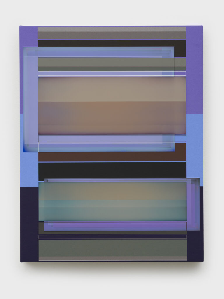 This image depicts an artwork by Patrick Wilson titled "Mountain Lodge." This artwork was created in 2025 and measures 27" x 21" [HxW] (68.58 x 53.34 cm). Its medium is Acrylic on canvas.