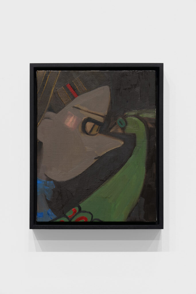 This image depicts an artwork by Ellen Berkenblit titled "Argosy Magazine." This artwork was created in 2023 and measures 14" x 11" x 1 ¹⁄₂" [HxWxD] (35.56 x 27.94 x 3.81 cm)15 ¹⁄₂" x 12 ¹⁄₂" x 2 ¹⁄₂" [HxWxD] (39.36 x 31.75 x 6.35 cm) framed. Its medium is Oil on linen.