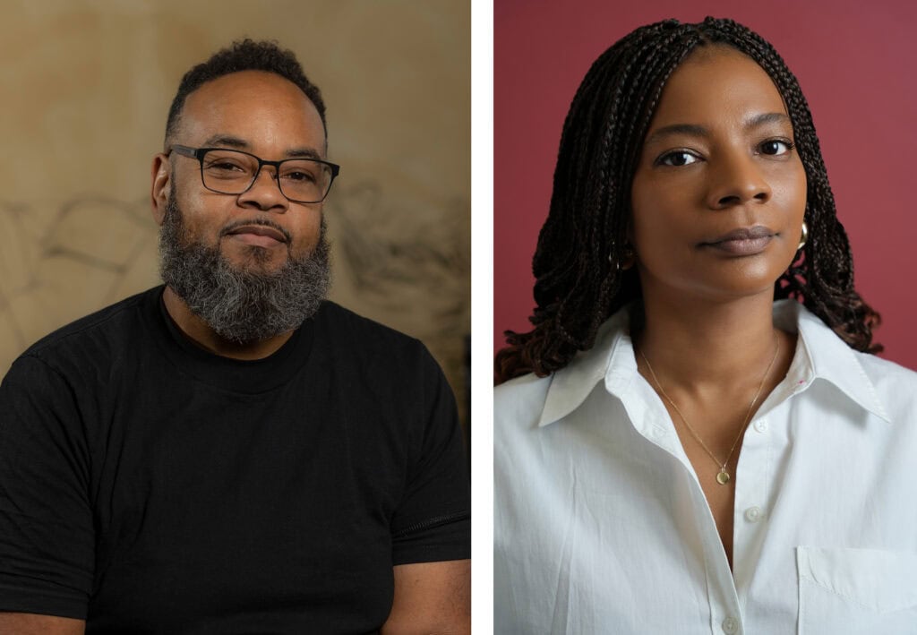 This image illustrates a link to the exhibition titled In Conversation: Robert Pruitt and Taylor Bythewood-Porter
