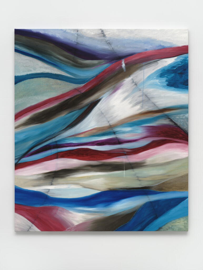 This image depicts an artwork by Muna Malik titled "Before Reset." This artwork was created in 2025 and measures 80" x 69" [HxW] (203.2 x 175.26 cm). Its medium is Oil on canvas.
