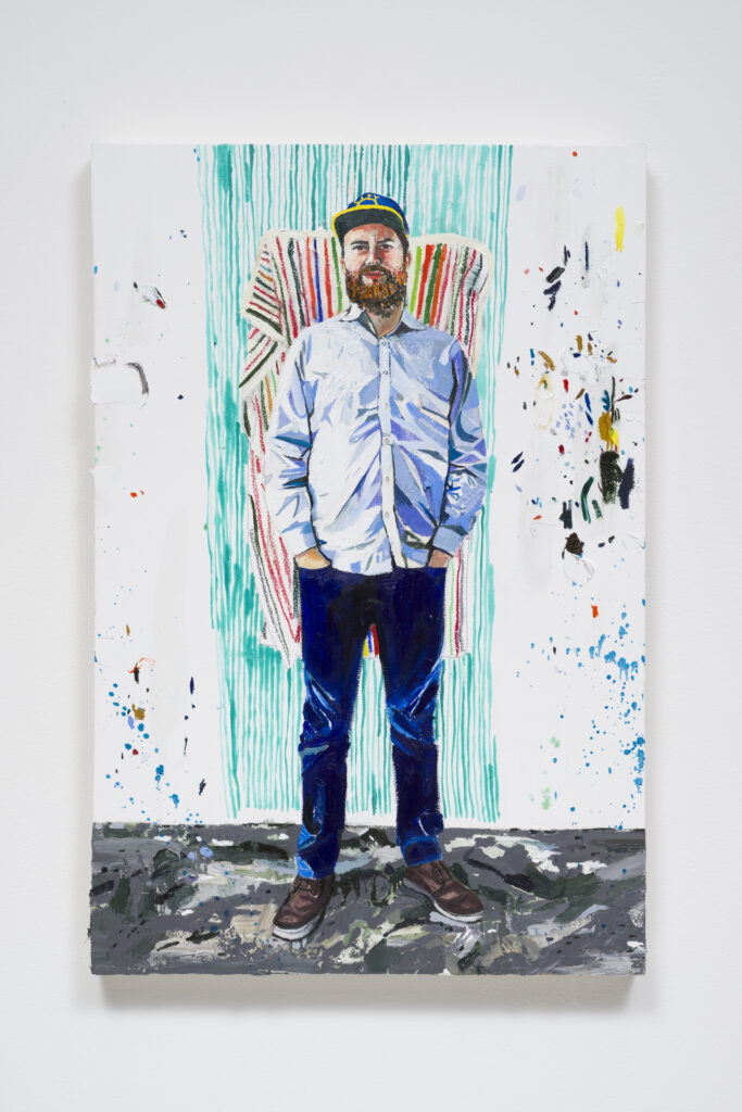 This image depicts an artwork by Raffi Kalenderian titled "Joe." This artwork was created in 2017 and measures 36 ¹⁄₂" x 24 ¹⁄₂" [HxW] (92.71 x 62.23 cm). Its medium is Cold wax, pastel and oil on canvas.