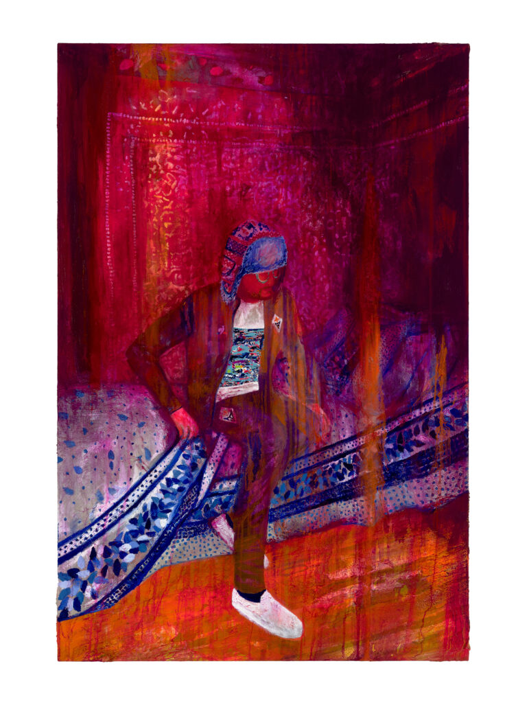 This image depicts an artwork by Raffi Kalenderian titled "Self Portrait." This artwork was created in 2023 and measures 72" x 48" [HxW] (182.88 x 121.92 cm). Its medium is Oil on canvas.
