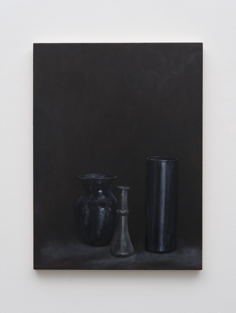 This image depicts an artwork by Rodney McMillian titled "Twice Painted IV." This artwork was created in 2022 and measures 24" x 18" x 1" [HxWxD] (60.96 x 45.72 x 2.54 cm). Its medium is Oil on wood panel.