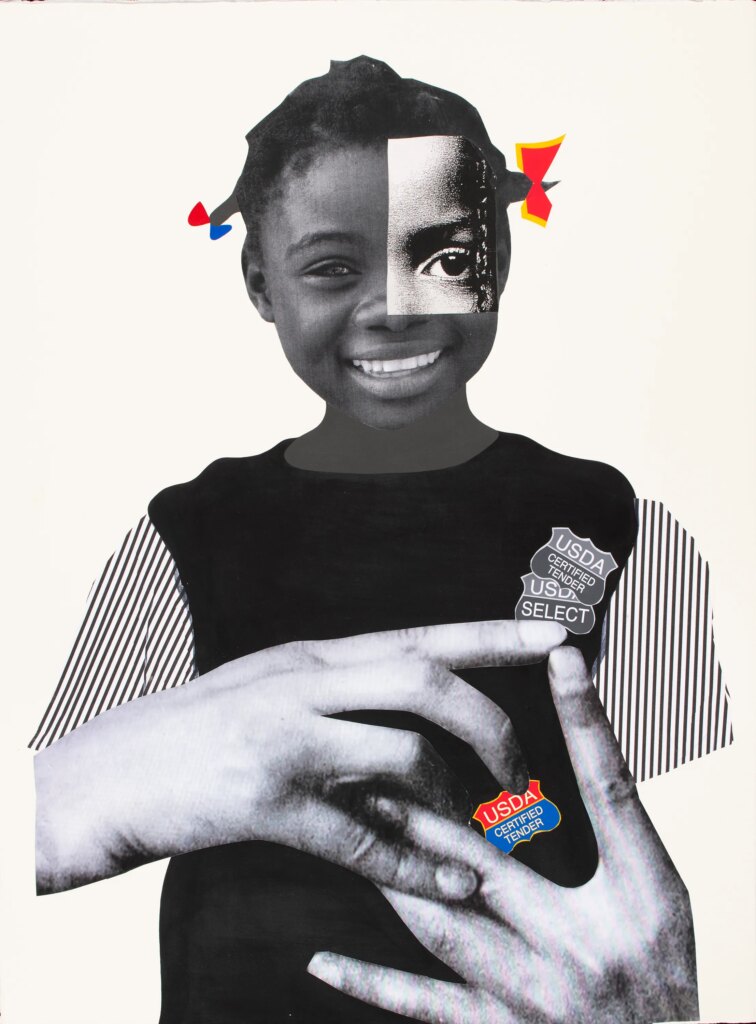 This image illustrates a link to the exhibition titled Deborah Roberts in The New York Times