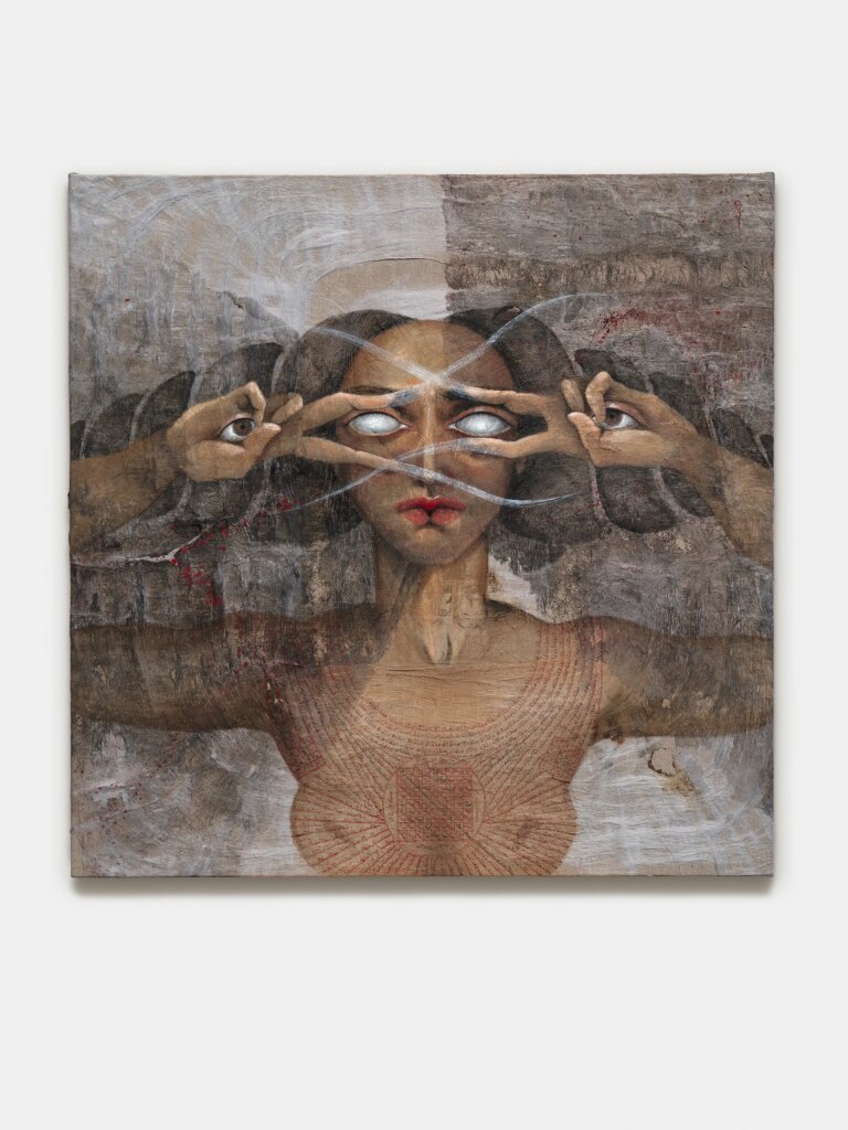 This image illustrates a link to the exhibition titled Hayv Kahraman in Hyperallergic